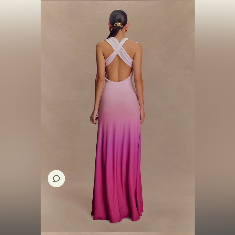 Meshki Asymmetrical Slinky Maxi Dress - Ombre Pink